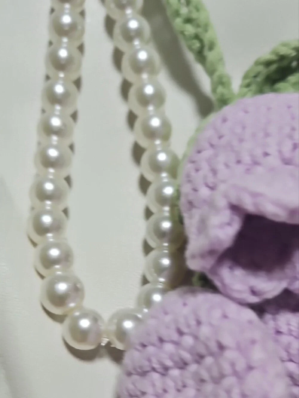 Handmade Lavender Crochet Flower Bag Charm Keychain